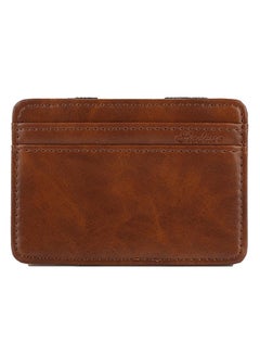 Bluelans Faux Leather Slim Bi-Fold Money Clip Light Brown  - Image 1