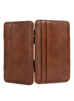 Bluelans Faux Leather Slim Bi-Fold Money Clip Light Brown  - Image 2