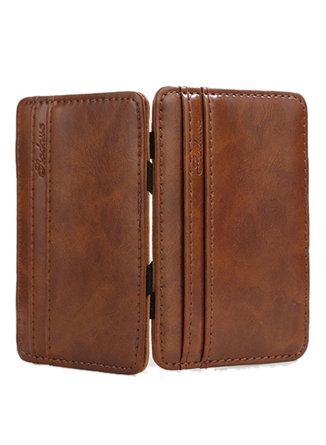 Bluelans - Faux Leather Slim Bi-Fold Money Clip Light Brown - Image 1