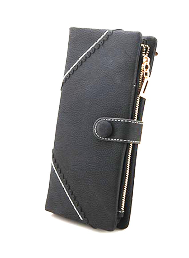 Bluelans Vintage Bi-Fold Button Clutch Black 