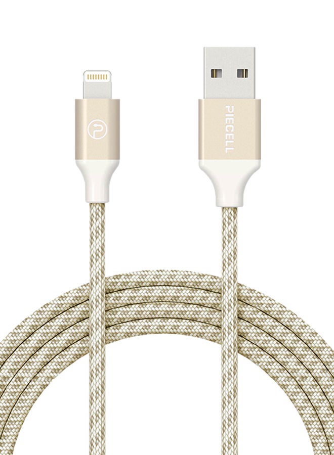 PIECELL - MFI Lightning Braided Cable For Apple iPhone/iPad Gold - Image 1