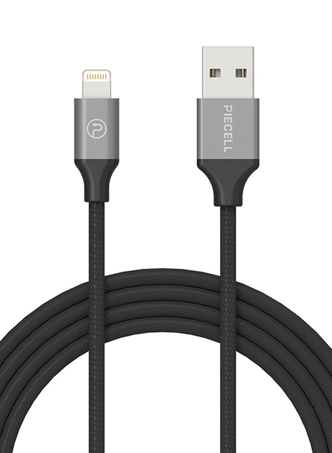 PIECELL - MFI PET Lightning Braided Cable For Apple iPhone/iPad Black - Image 1