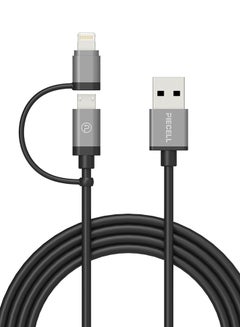 2-In-1 MFI Micro USB To Lightning Cable For Apple iPhone/iPad Black