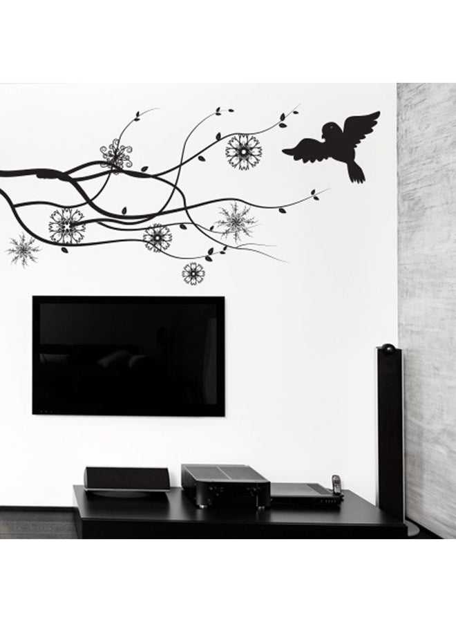 Walliv Floral Vines With Beautiful Bird Wall Decal Black 60x125cm