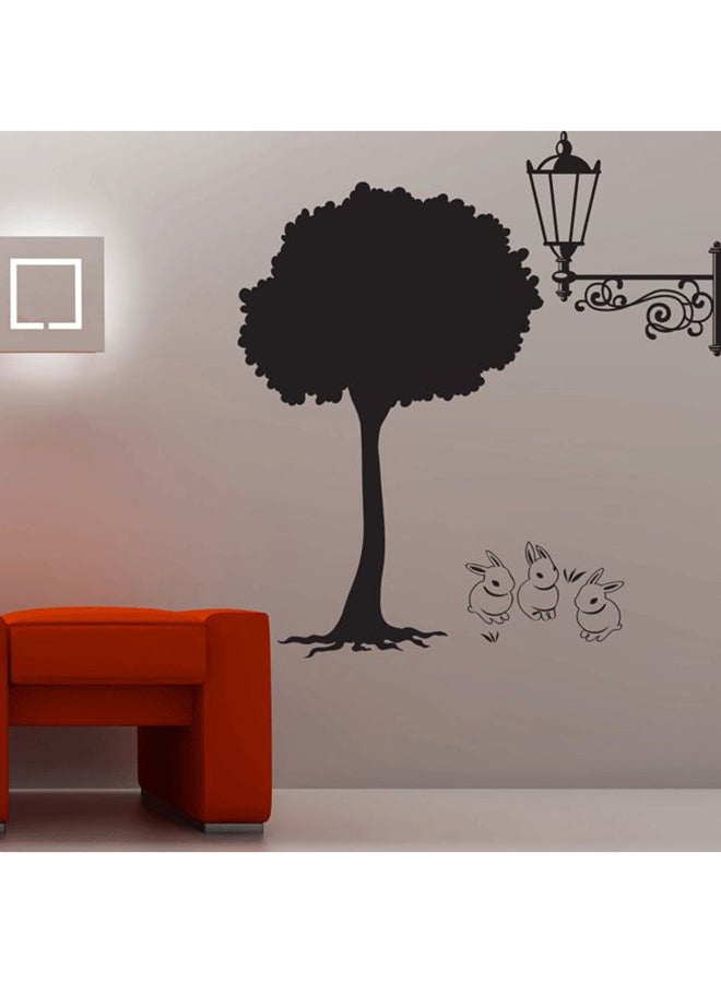 Rabbits Down The Tree Wall Decal Black 60x65cm