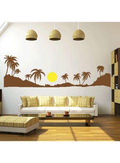 Sun Rising Through Palms Wall Decal Brown/Yellow 195x60cm