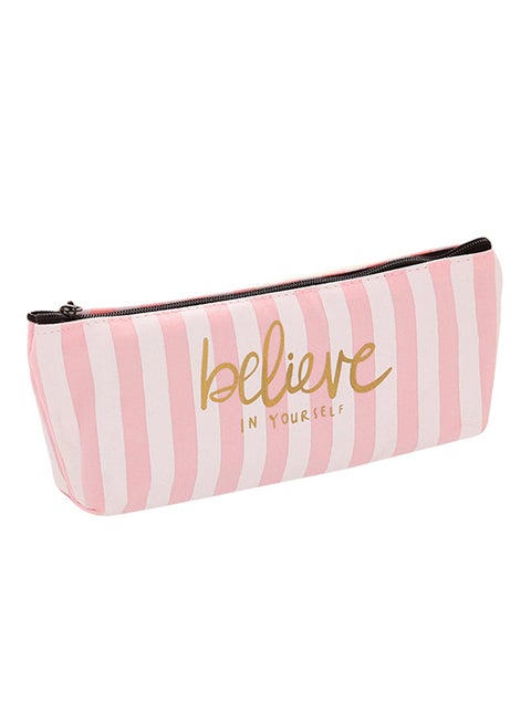 Striped Pencil Case Pink