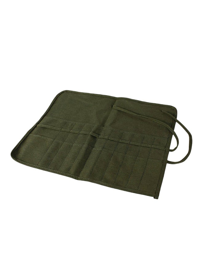 أوتاد حقيبة أقلام بطبقة مزدوجة قابلة للف اللون الأخضر العسكري