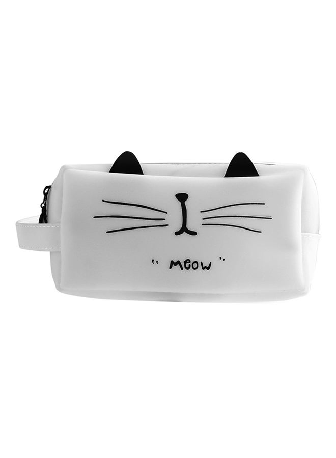 OUTAD - Cartoon Cat Portable Handle Pencil Case White - Image 1