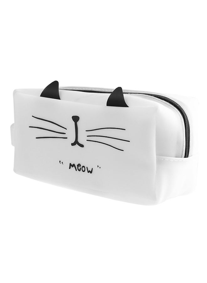 OUTAD - Cartoon Cat Portable Handle Pencil Case White - Image 1
