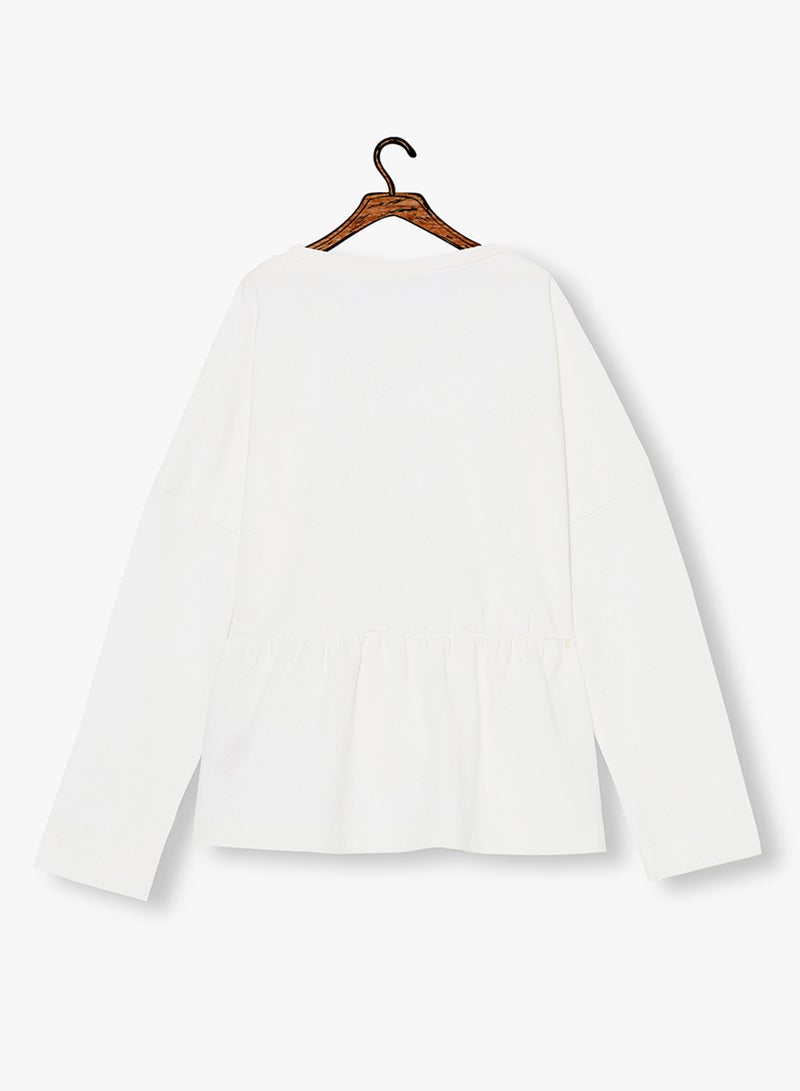 NAME IT - Kids Lace Long Sleeve Top White - Image 1