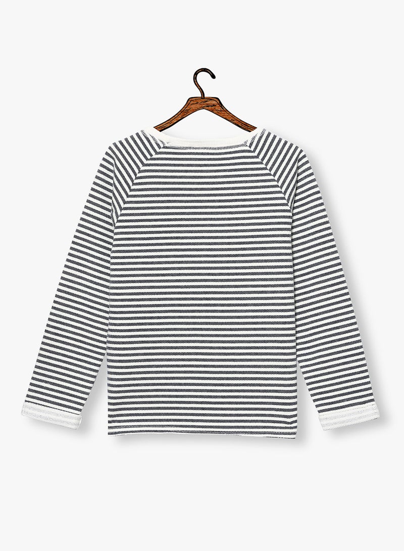 NAME IT Kids Striped Long Sleeve T-Shirt White/Navy  - Image 2