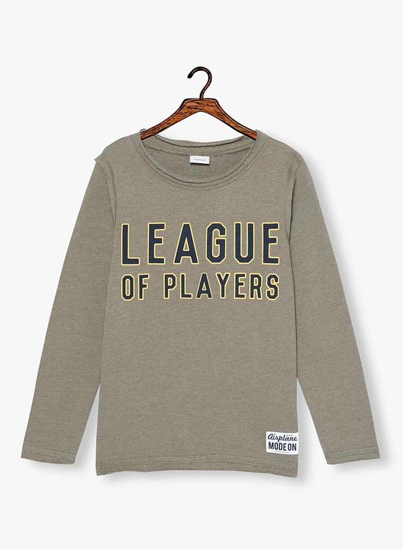 NAME IT Printed Long Sleeve Sweatshirt Grey - Image 1