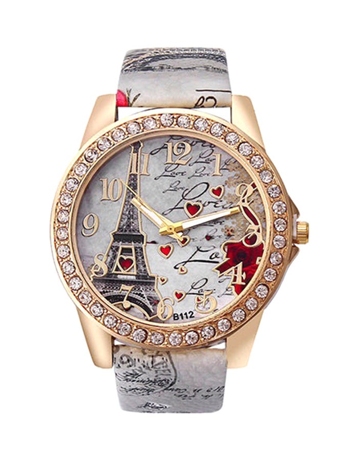 بلولانز ساعة يد بعقارب وسوار من الجلد طراز 8100858 للنساء