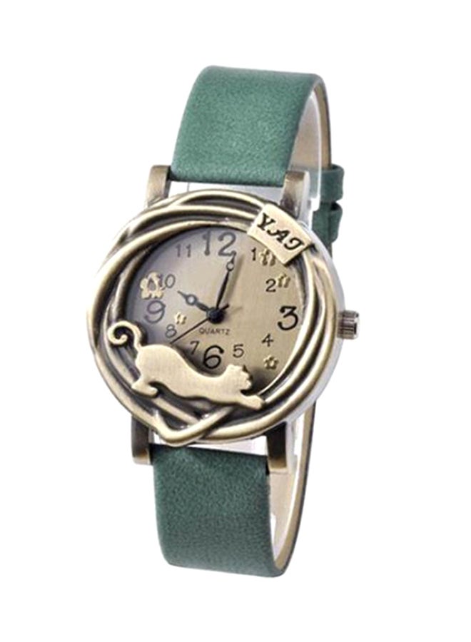 بلولانز Women's Vintage Jewelry Cat Flower Analog Watch 8593 - 34 mm - Green