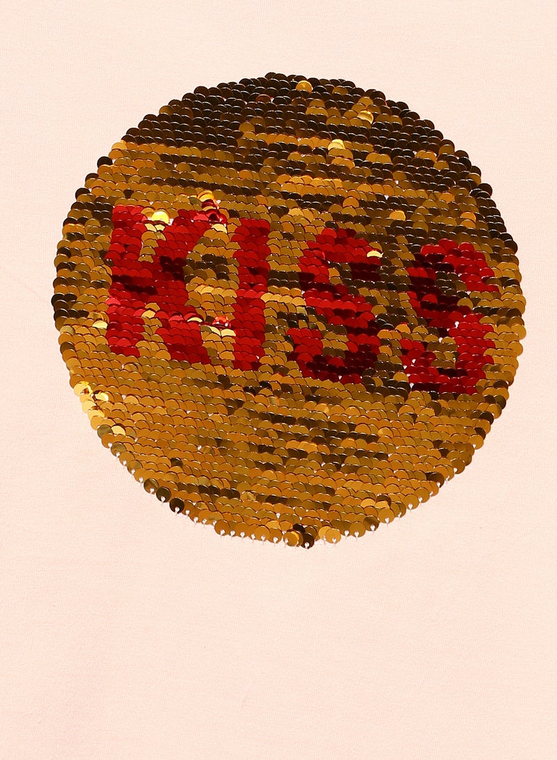 NAME IT Kids Reversible Sequin Long Sleeve T-Shirt Pink/Red - Image 3