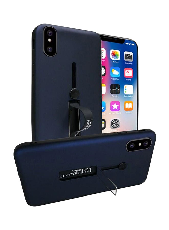 Shockproof Case Cover With Ring And Stand For Apple iPhone X Navy