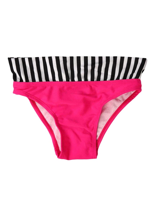 OUTAD Vintage Fringe Waisted Swimsuit Bikini White/Pink/Black - Image 3