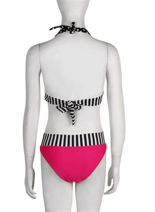 OUTAD Vintage Fringe Waisted Swimsuit Bikini White/Pink/Black - Image 5