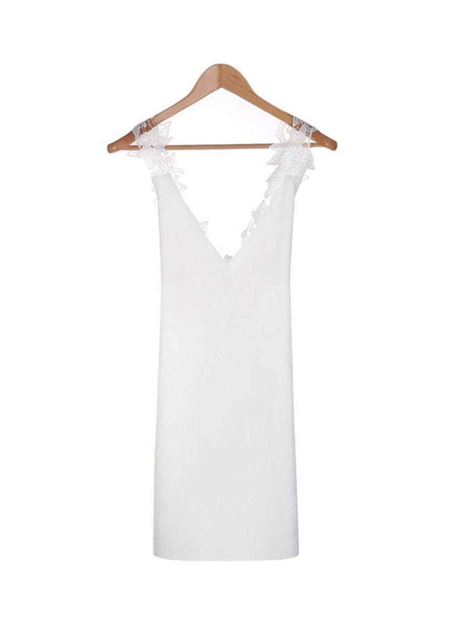 OUTAD - Elegant Mini Sleeveless Beach Sun Dress White - Image 1