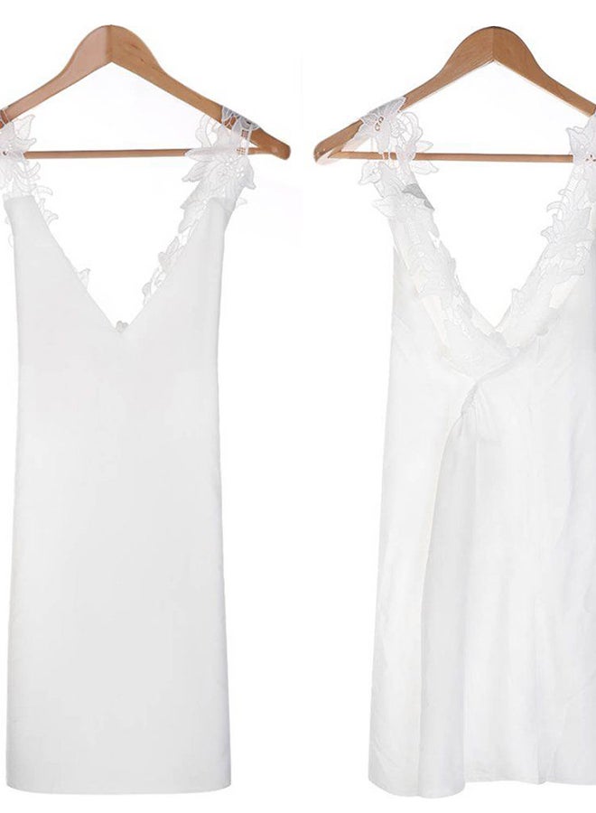 OUTAD - Elegant Mini Sleeveless Beach Sun Dress White - Image 1