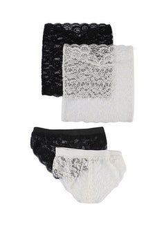 OUTAD Women's Lace Corset Push Up Vest Top Bra + Pants Sleepwear Suit Black  - Image 3