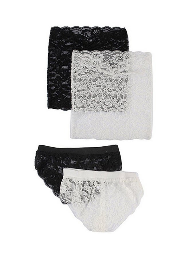 OUTAD - Women's Lace Corset Push Up Vest Top Bra + Pants Sleepwear Suit Black - Image 1