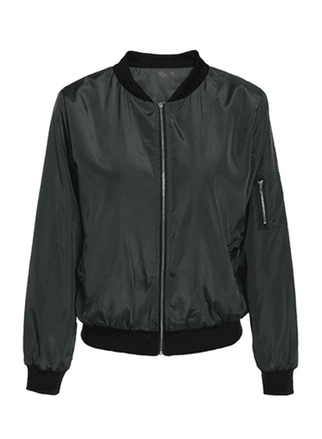 OUTAD Classic Quilted Padded Bomber Jacket Dark Green - Image 1