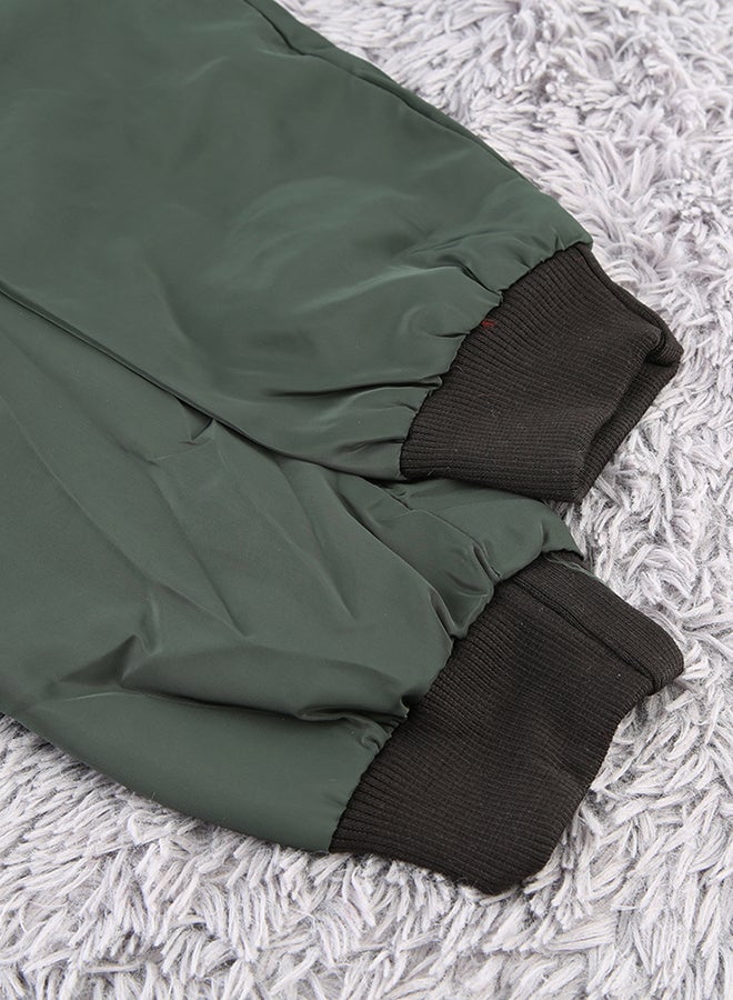 OUTAD Classic Quilted Padded Bomber Jacket Dark Green - Image 4