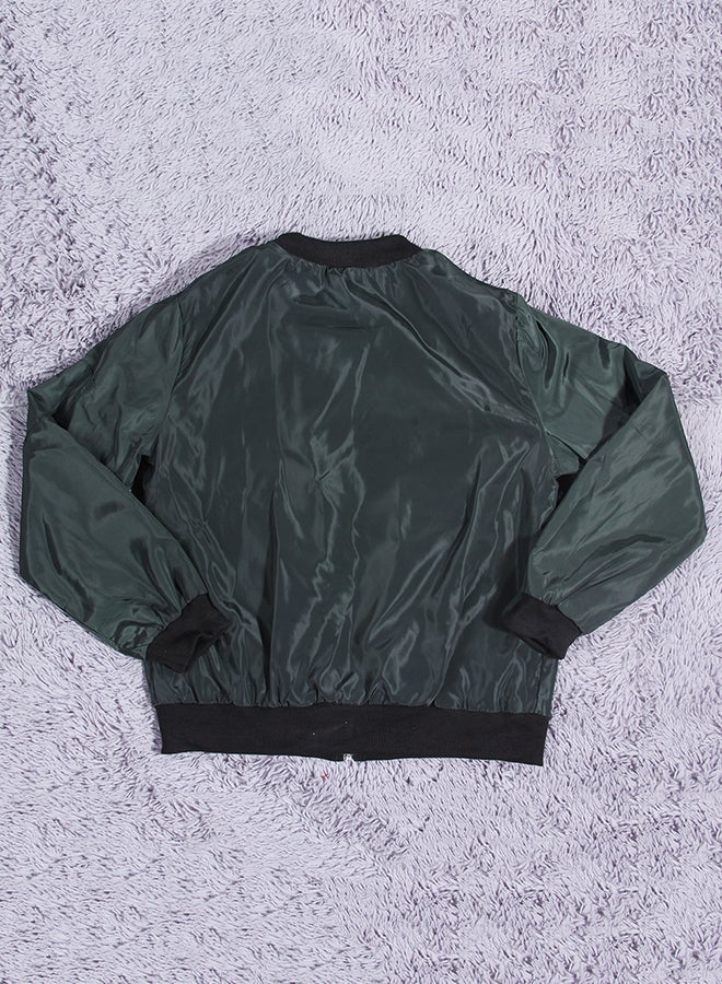OUTAD Classic Quilted Padded Bomber Jacket Dark Green - Image 2