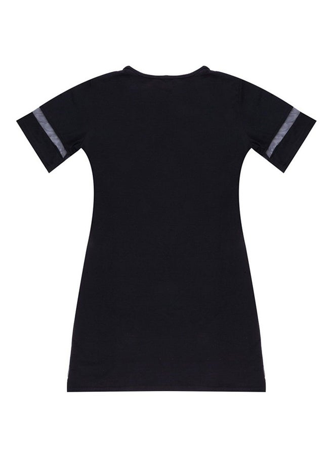 OUTAD Printed Bodycon Dress Black - Image 2