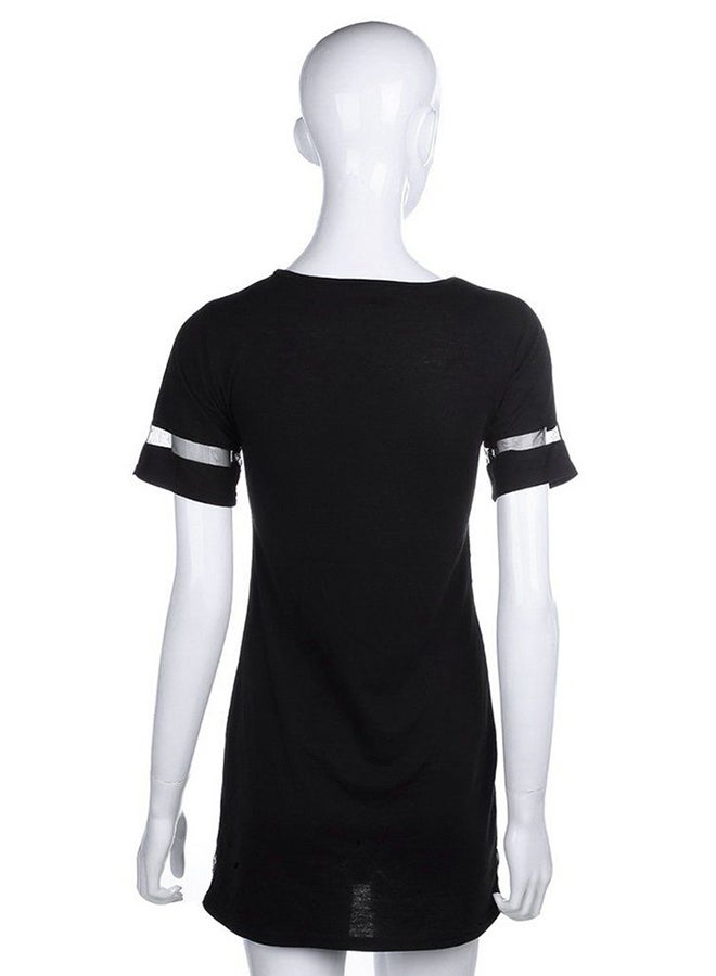 OUTAD Printed Bodycon Dress Black - Image 4