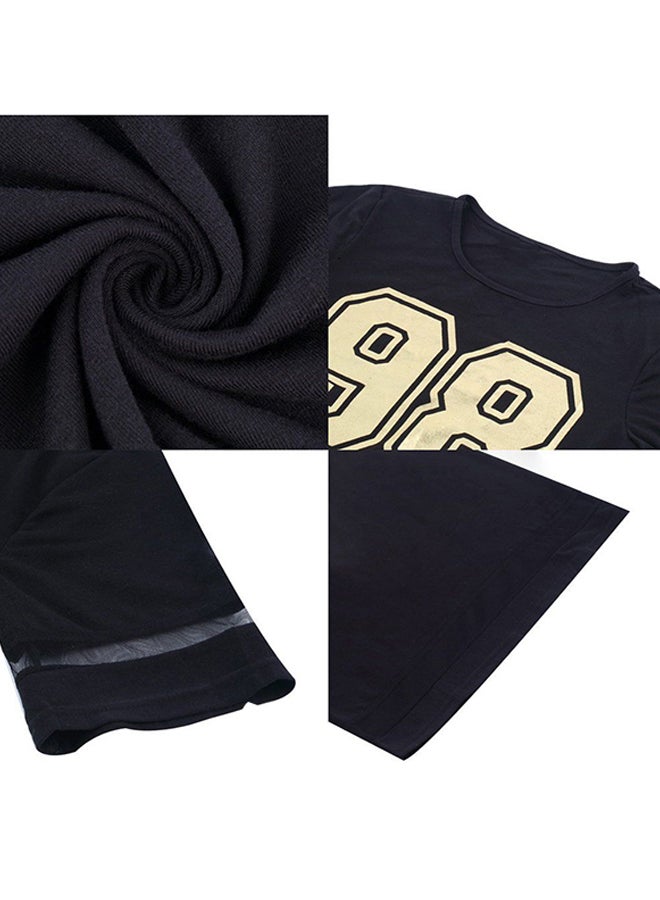 OUTAD Printed Bodycon Dress Black - Image 3