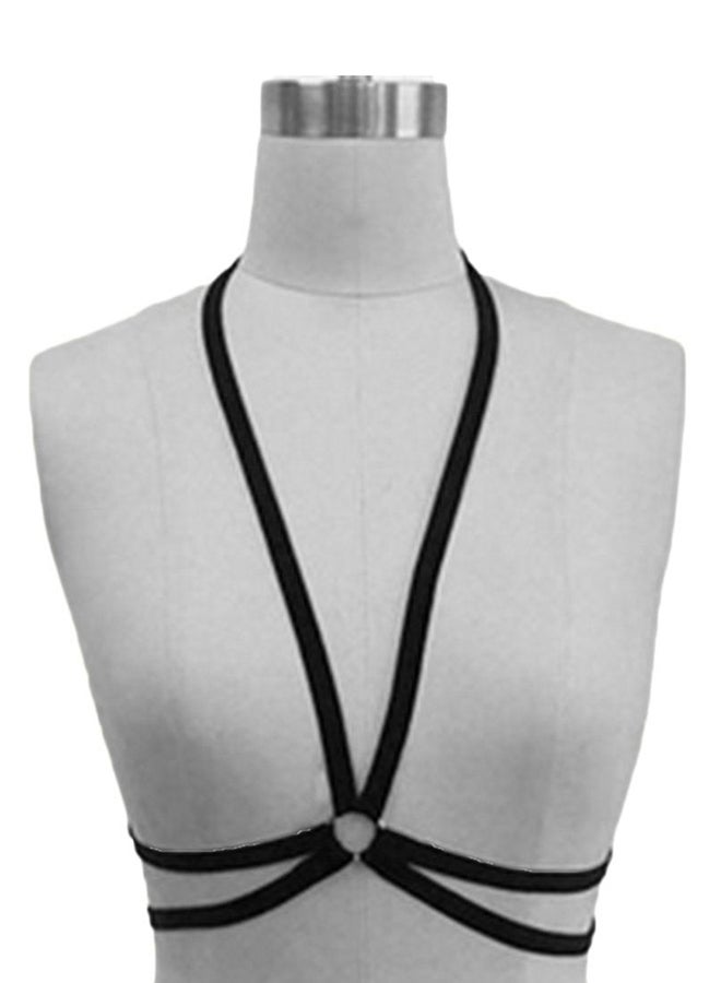 OUTAD - Wiring Harness Hollow Halter Brassiere Straps Black - Image 1