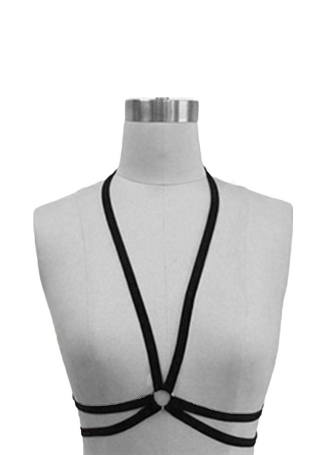OUTAD - Wiring Harness Hollow Halter Brassiere Straps Black - Image 1