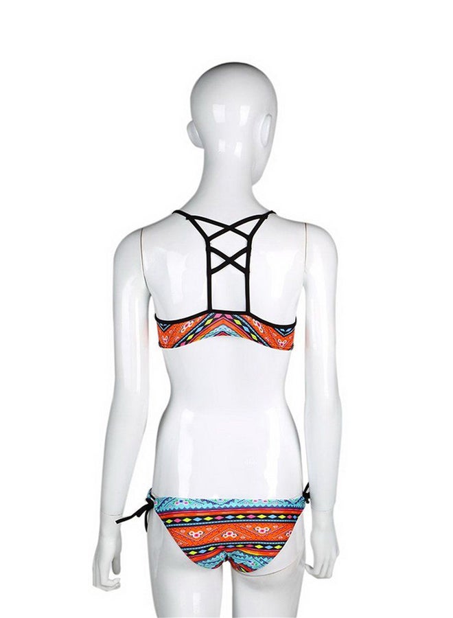 OUTAD Women Bandeau Bikini Set Push-Up Bra Swimsuit Retro Beachwear Swimwear Multicolour - Image 2