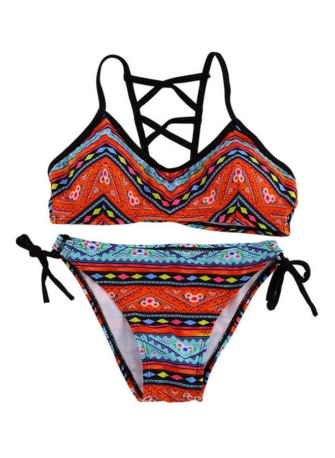OUTAD Women Bandeau Bikini Set Push-Up Bra Swimsuit Retro Beachwear Swimwear Multicolour - Image 1