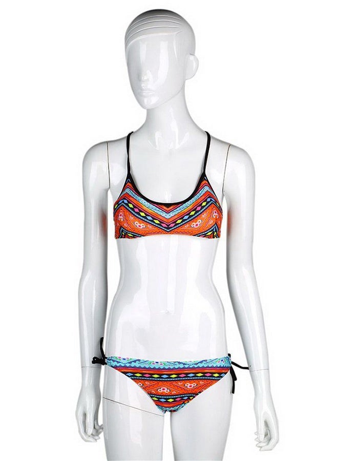 OUTAD Women Bandeau Bikini Set Push-Up Bra Swimsuit Retro Beachwear Swimwear Multicolour - Image 3