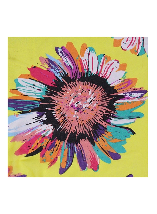 OUTAD Women Summer Floral Chiffon Bikini Cover Up Beach Dress Swimwear Wrap Yellow - Image 3