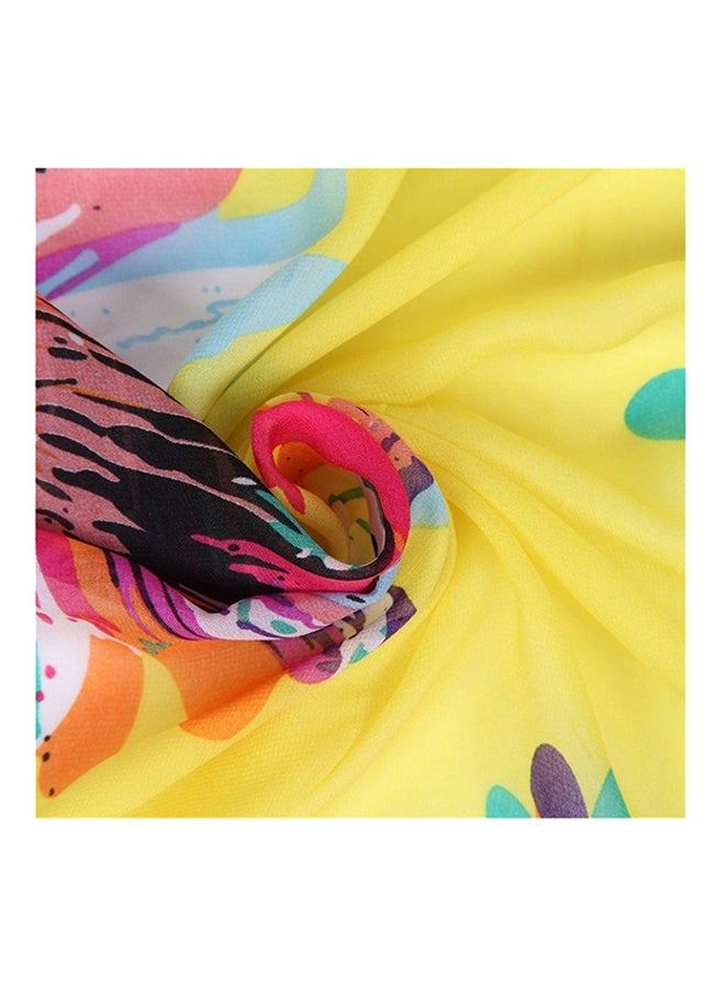 OUTAD Women Summer Floral Chiffon Bikini Cover Up Beach Dress Swimwear Wrap Yellow - Image 5