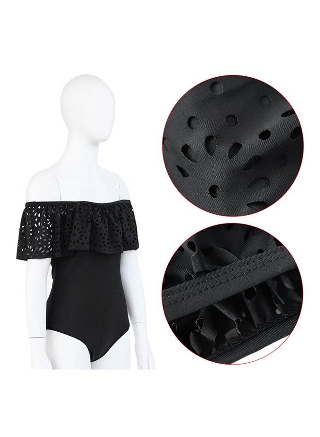 OUTAD - Solid Pattern Push Up Padded Swimsuit Black - Image 1