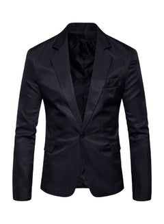 OUTAD Fashion Corduroy Long Sleeve Blazer Black  - Image 1