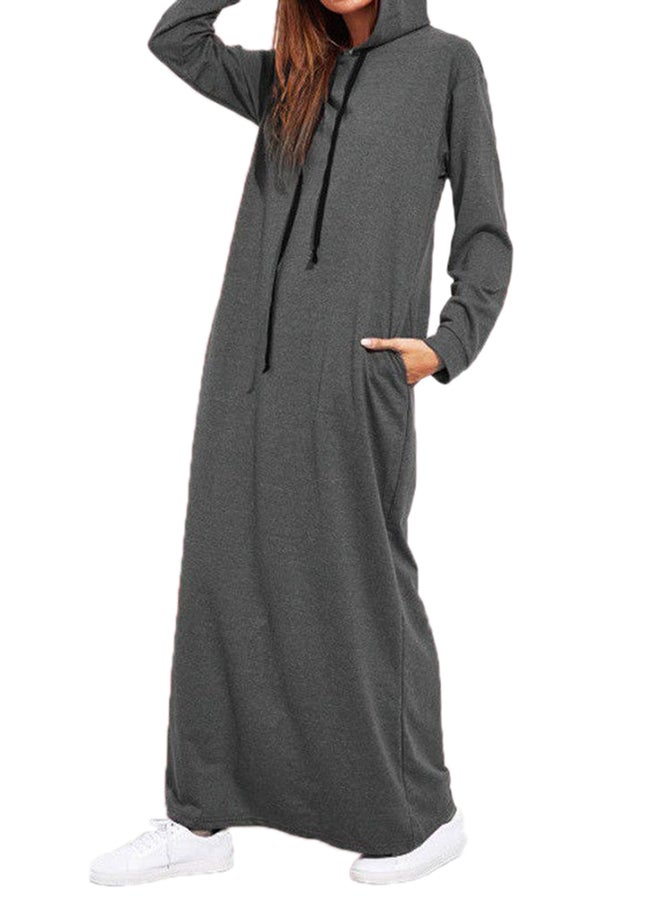 أوتاد بلوفر بطول الكاحل بغطاء للرأس وأكمام طويلة رمادي - Image 4