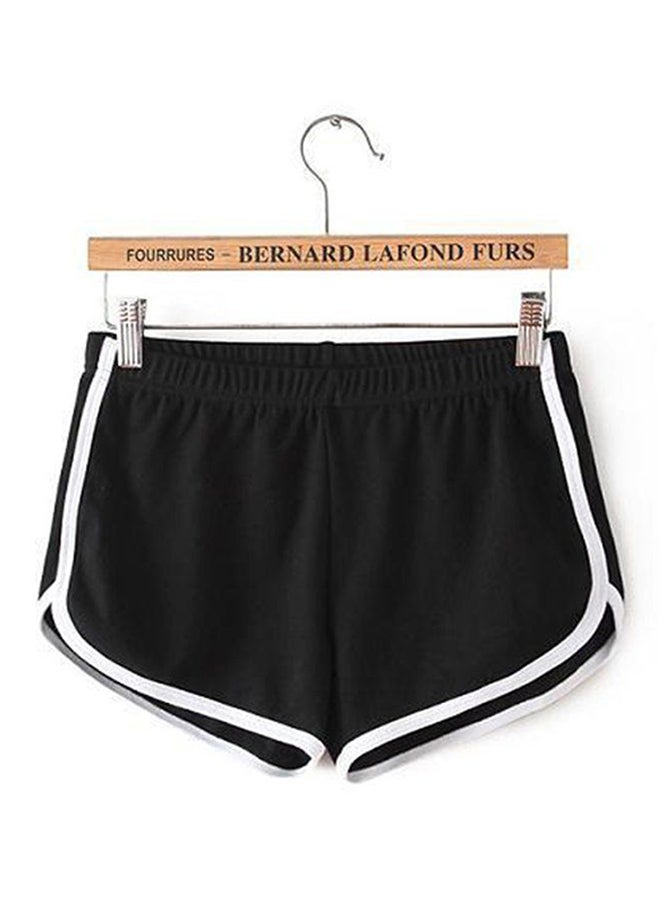 OUTAD - Drawstring Elastic Waist Fitness Running Shorts Black - Image 1