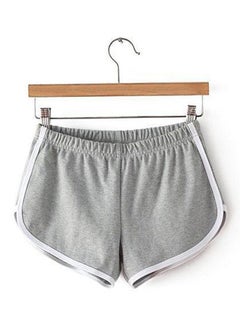 Drawstring Elastic Waist Fitness Running Shorts Light Grey