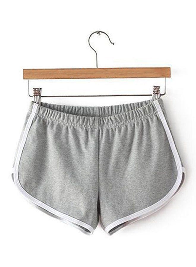 OUTAD - Drawstring Elastic Waist Fitness Running Shorts Light Grey - Image 1