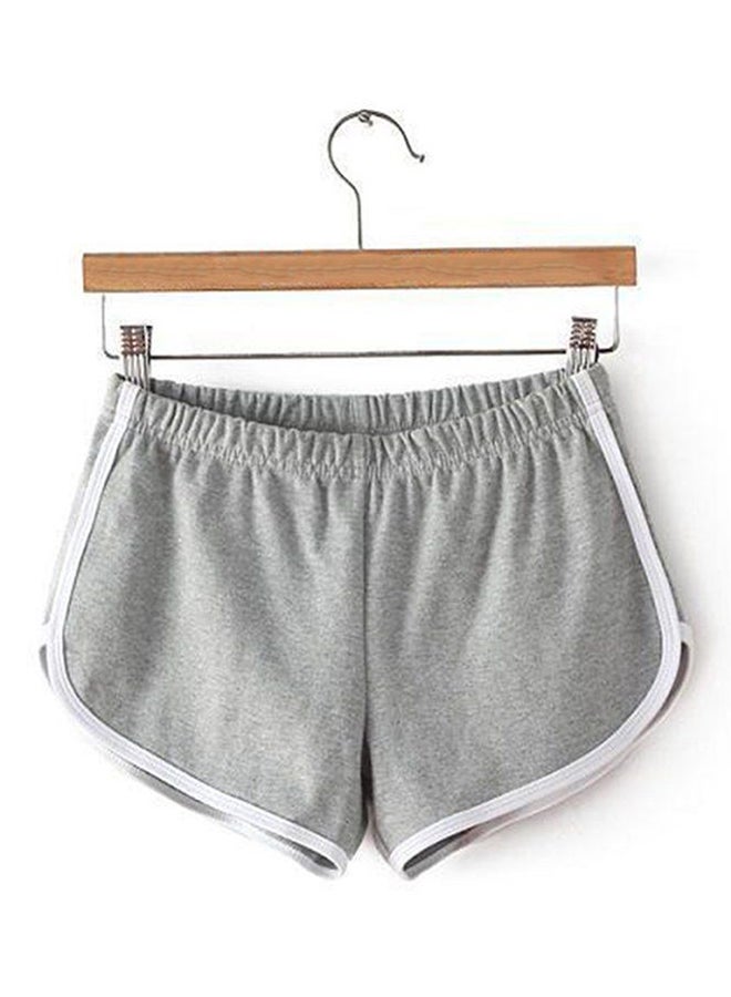 OUTAD - Drawstring Elastic Waist Fitness Running Shorts Light Grey - Image 1