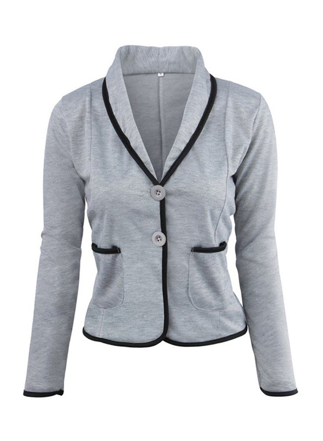 OUTAD - Autumn Winter Long Sleeve Blazer Light Grey - Image 1
