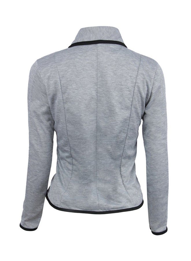 OUTAD - Autumn Winter Long Sleeve Blazer Light Grey - Image 1