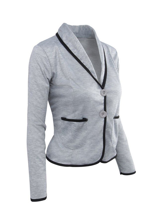 OUTAD - Autumn Winter Long Sleeve Blazer Light Grey - Image 1